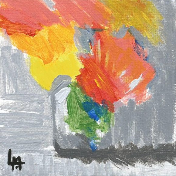 Acrylic Painting - Abstract Flower Jar - Picture 1 of 4